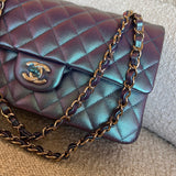 CHANEL Handbag 22P Iridescent Purple Caviar Quilted Medium Double Flap -Knockoff
