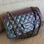 CHANEL Handbag 22P Iridescent Purple Caviar Quilted Medium Double Flap -Knockoff
