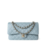 CHANEL Handbag Classic flap / Blue 22P Light Blue Caviar Quilted Classic Flap Medium Light Gold Hardware -Knockoff
