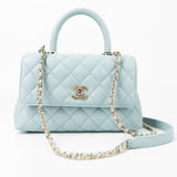 CHANEL Handbag 22P Light Blue Caviar Quilted Coco Handle Small LGHW -Knockoff
