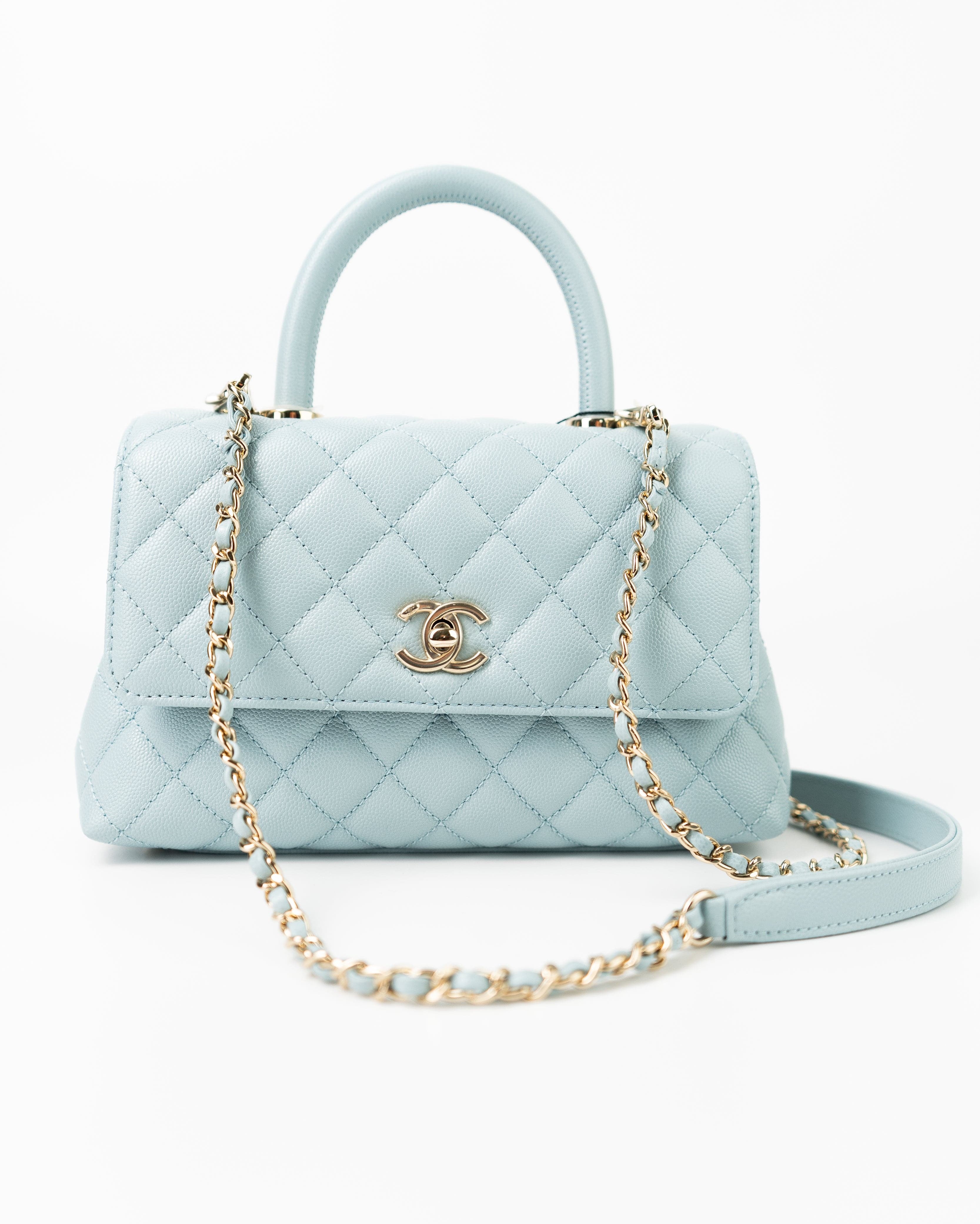 CHANEL Handbag 22P Light Blue Caviar Quilted Coco Handle Small LGHW -Knockoff
