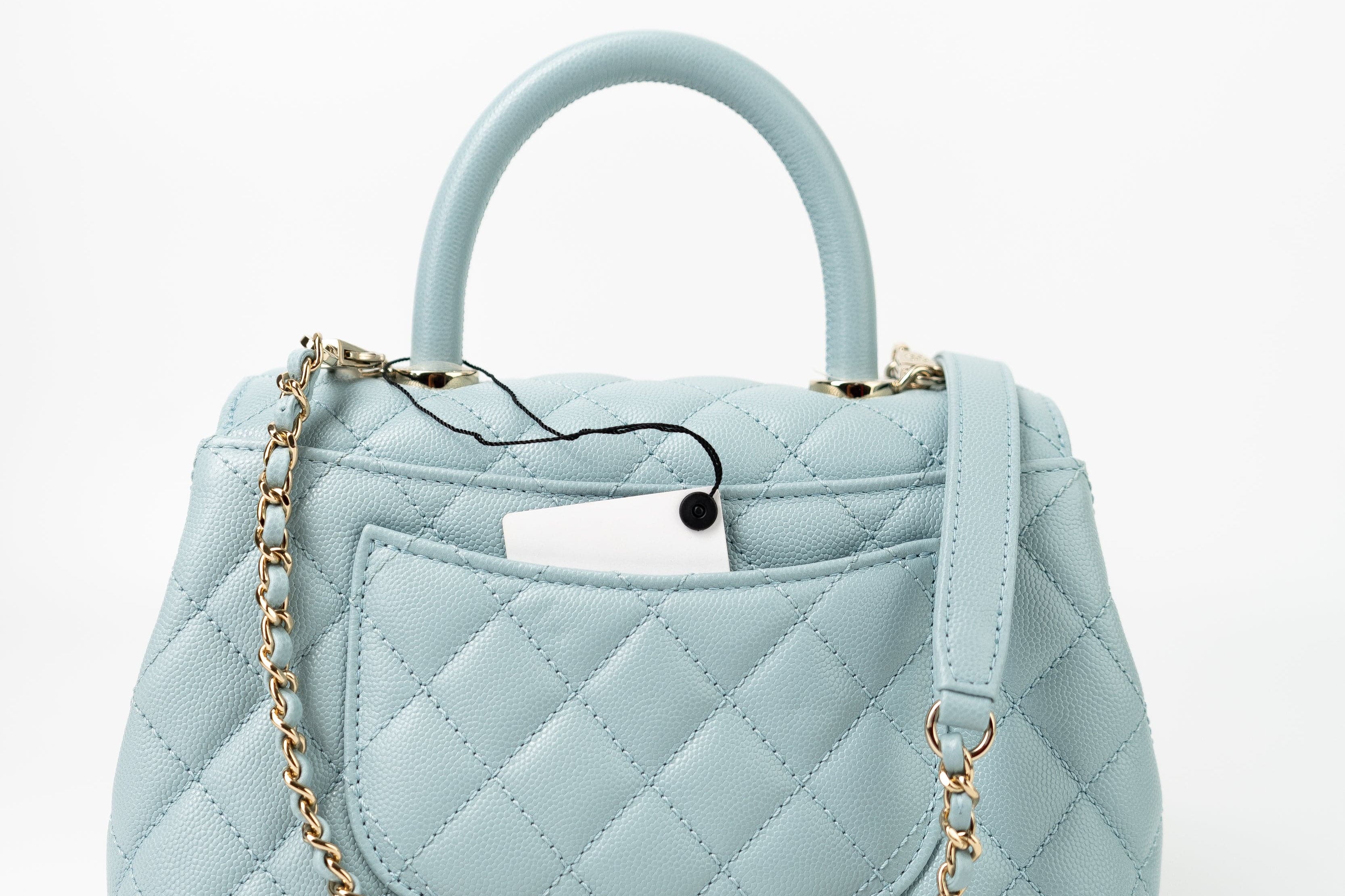 CHANEL Handbag 22P Light Blue Caviar Quilted Coco Handle Small LGHW -Knockoff
