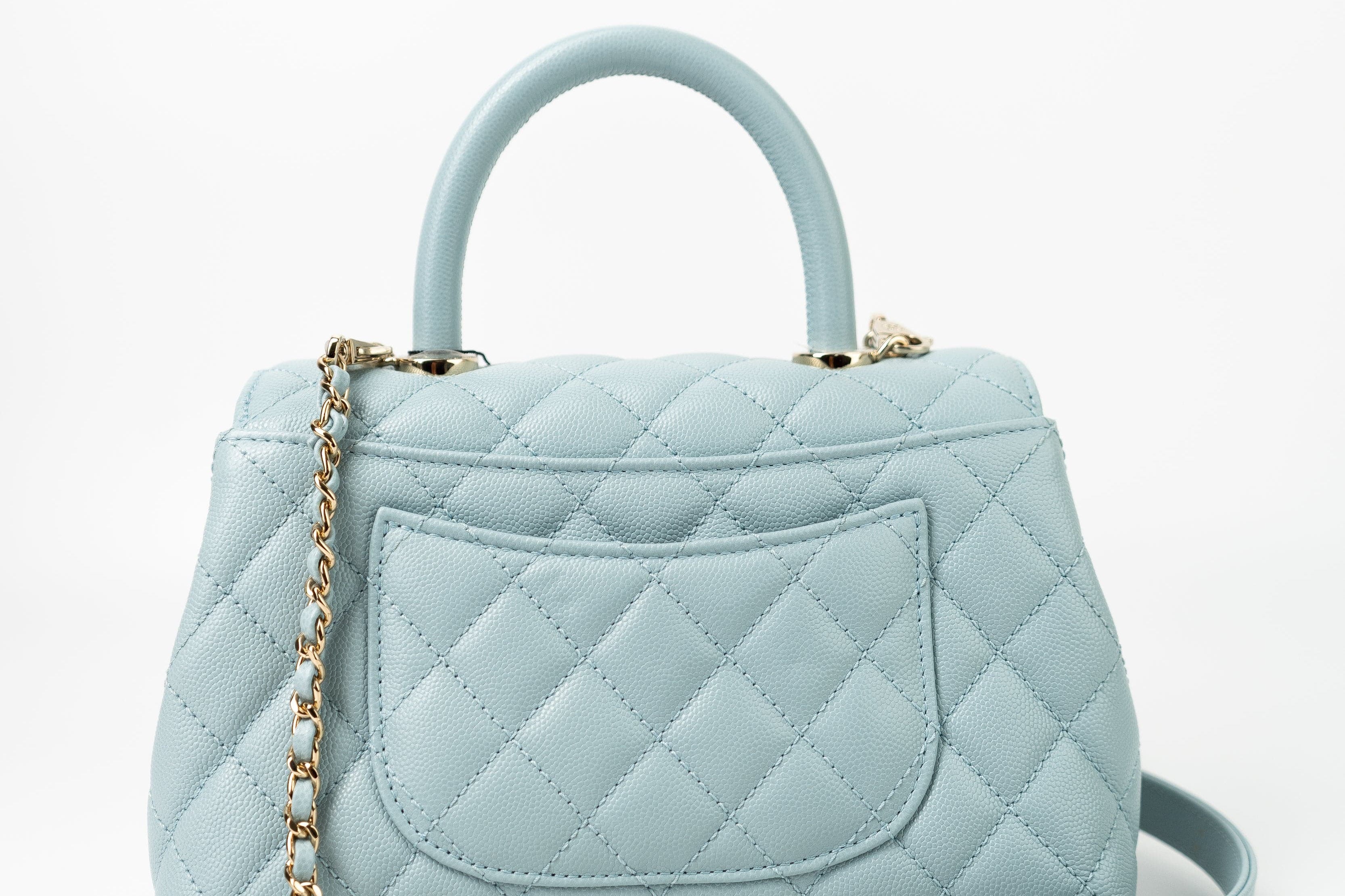 CHANEL Handbag 22P Light Blue Caviar Quilted Coco Handle Small LGHW -Knockoff
