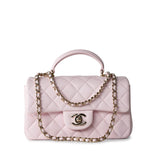 CHANEL Handbag 22P Light Pink Mini Top Handle Lambskin Quilted Light Gold Hardware -Knockoff
