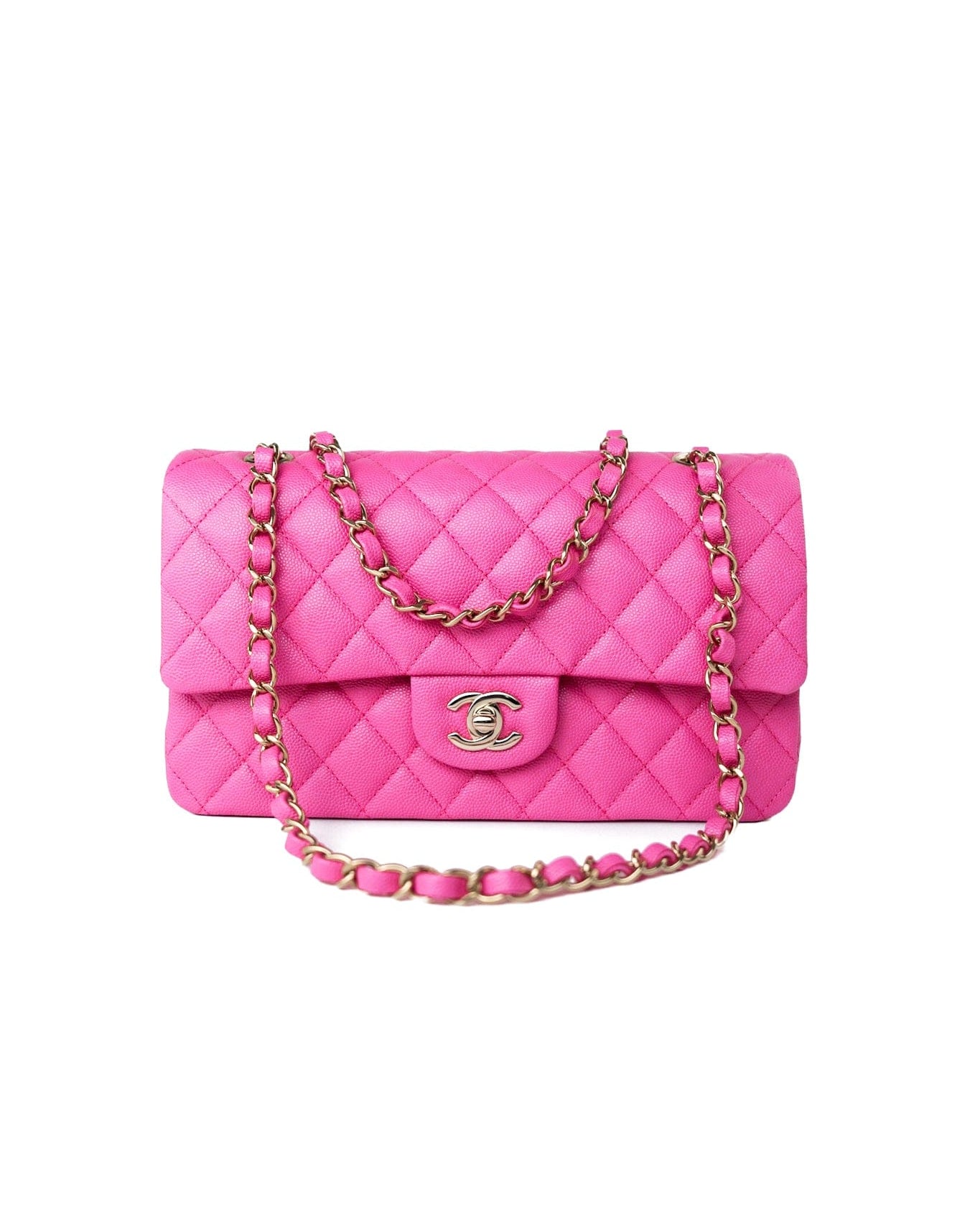 CHANEL Handbag 22P Pink Caviar Quilted Classic Flap Medium Light Gold Hardware -Knockoff
