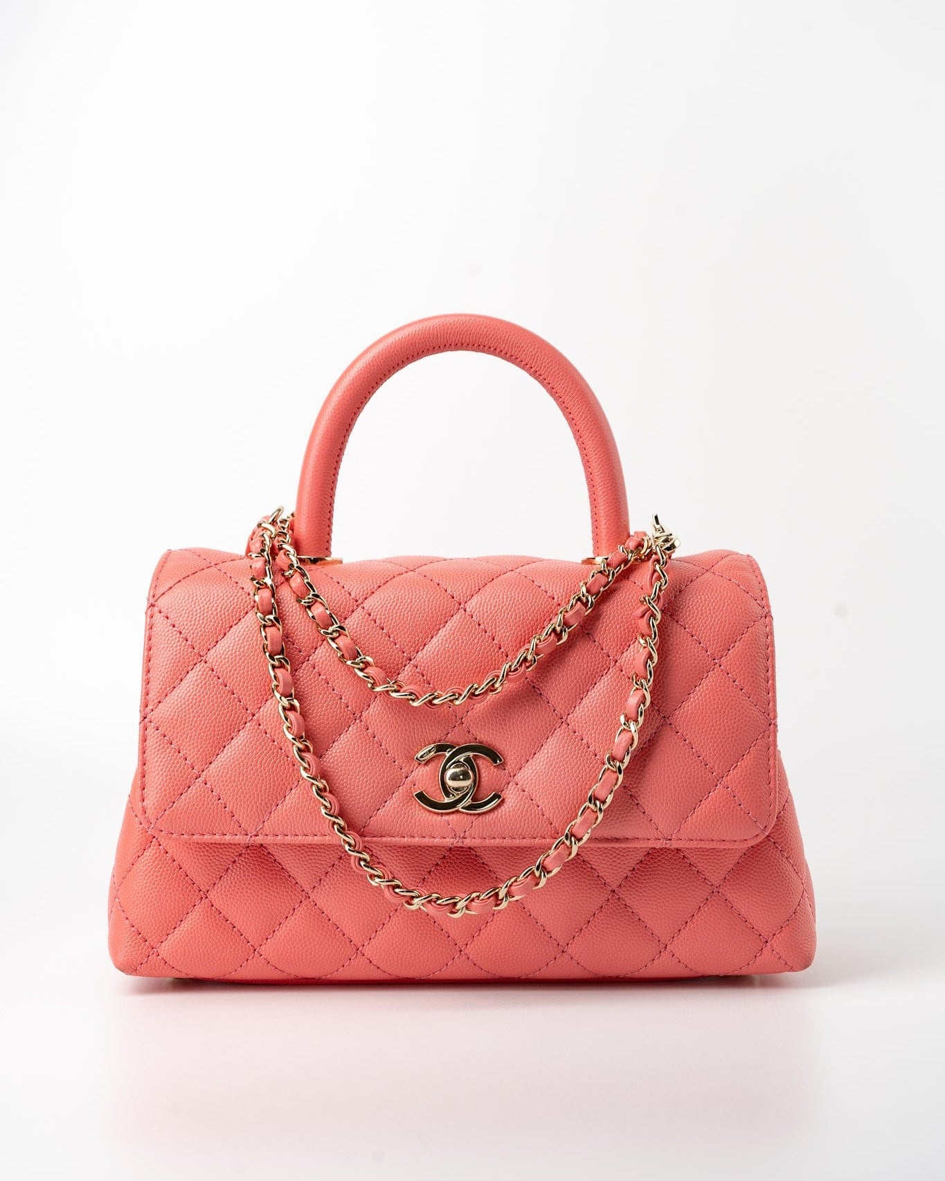 CHANEL Handbag 22P Pink Caviar Quilted Coco Handle Small LGHW -Knockoff
