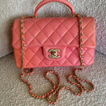 CHANEL Handbag 22P Pink/Orange Mini Lambskin Quilted with Top handle Rectangular LGHW -Knockoff
