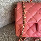 CHANEL Handbag 22P Pink/Orange Mini Lambskin Quilted with Top handle Rectangular LGHW -Knockoff
