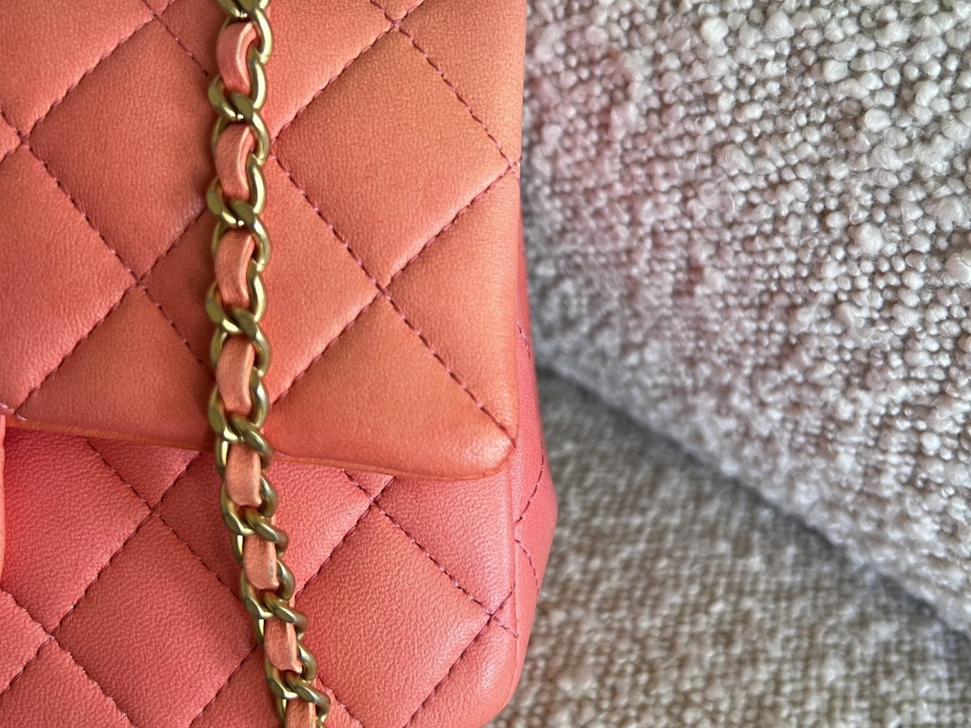 CHANEL Handbag 22P Pink/Orange Mini Lambskin Quilted with Top handle Rectangular LGHW -Knockoff
