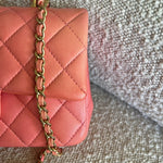 CHANEL Handbag 22P Pink/Orange Mini Lambskin Quilted with Top handle Rectangular LGHW -Knockoff
