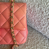 CHANEL Handbag 22P Pink/Orange Mini Lambskin Quilted with Top handle Rectangular LGHW -Knockoff
