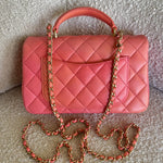 CHANEL Handbag 22P Pink/Orange Mini Lambskin Quilted with Top handle Rectangular LGHW -Knockoff
