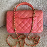 CHANEL Handbag 22P Pink/Orange Mini Lambskin Quilted with Top handle Rectangular LGHW -Knockoff
