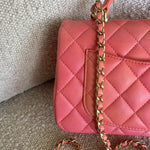 CHANEL Handbag 22P Pink/Orange Mini Lambskin Quilted with Top handle Rectangular LGHW -Knockoff
