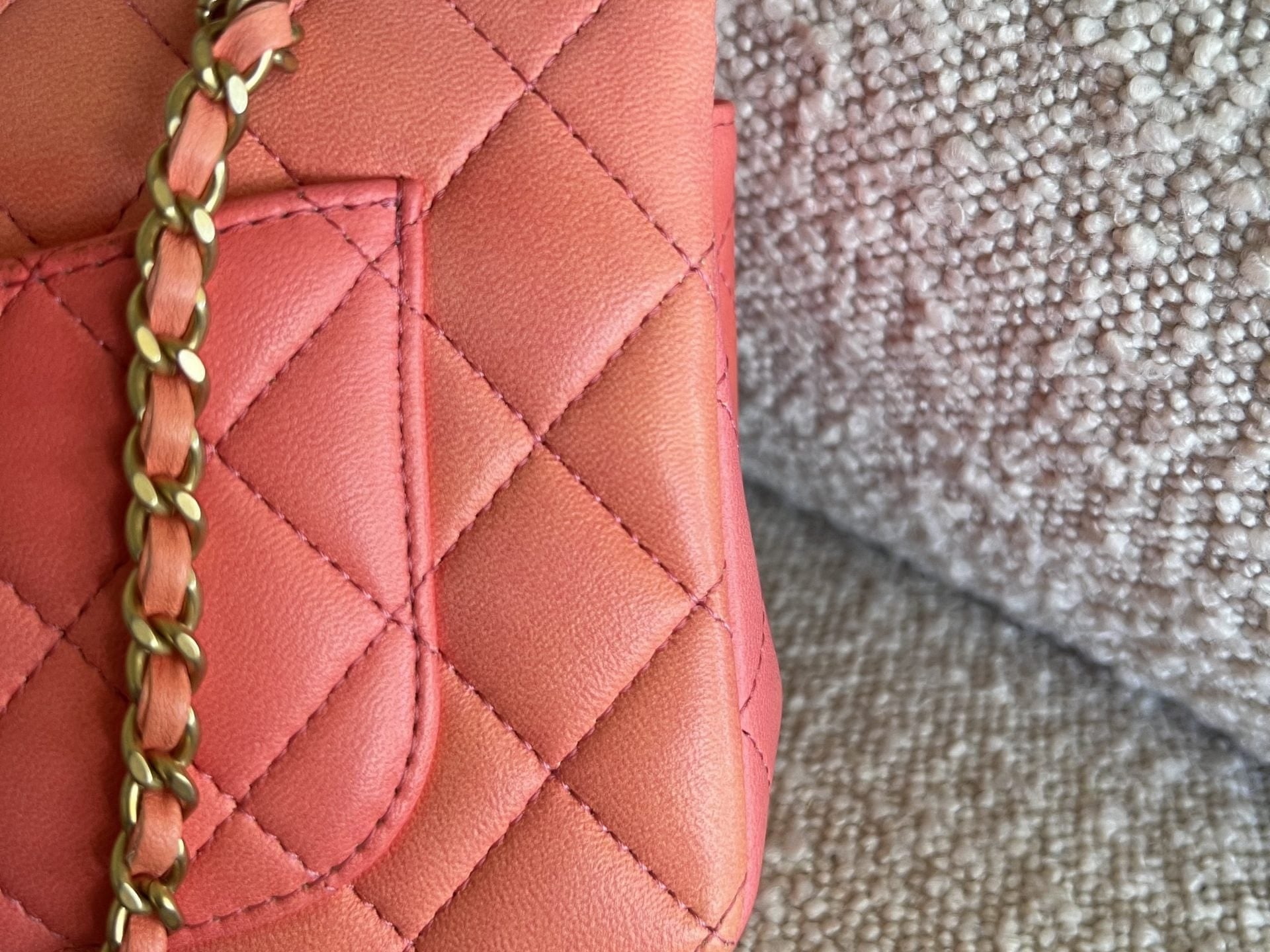 CHANEL Handbag 22P Pink/Orange Mini Lambskin Quilted with Top handle Rectangular LGHW -Knockoff
