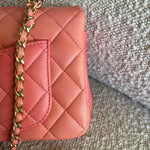 CHANEL Handbag 22P Pink/Orange Mini Lambskin Quilted with Top handle Rectangular LGHW -Knockoff
