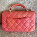 CHANEL Handbag 22P Pink/Orange Mini Lambskin Quilted with Top handle Rectangular LGHW -Knockoff
