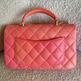 CHANEL Handbag 22P Pink/Orange Mini Lambskin Quilted with Top handle Rectangular LGHW -Knockoff
