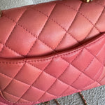 CHANEL Handbag 22P Pink/Orange Mini Lambskin Quilted with Top handle Rectangular LGHW -Knockoff
