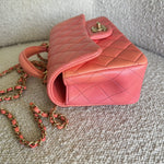 CHANEL Handbag 22P Pink/Orange Mini Lambskin Quilted with Top handle Rectangular LGHW -Knockoff
