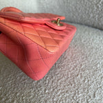 CHANEL Handbag 22P Pink/Orange Mini Lambskin Quilted with Top handle Rectangular LGHW -Knockoff
