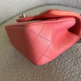 CHANEL Handbag 22P Pink/Orange Mini Lambskin Quilted with Top handle Rectangular LGHW -Knockoff
