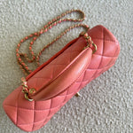 CHANEL Handbag 22P Pink/Orange Mini Lambskin Quilted with Top handle Rectangular LGHW -Knockoff
