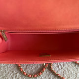 CHANEL Handbag 22P Pink/Orange Mini Lambskin Quilted with Top handle Rectangular LGHW -Knockoff
