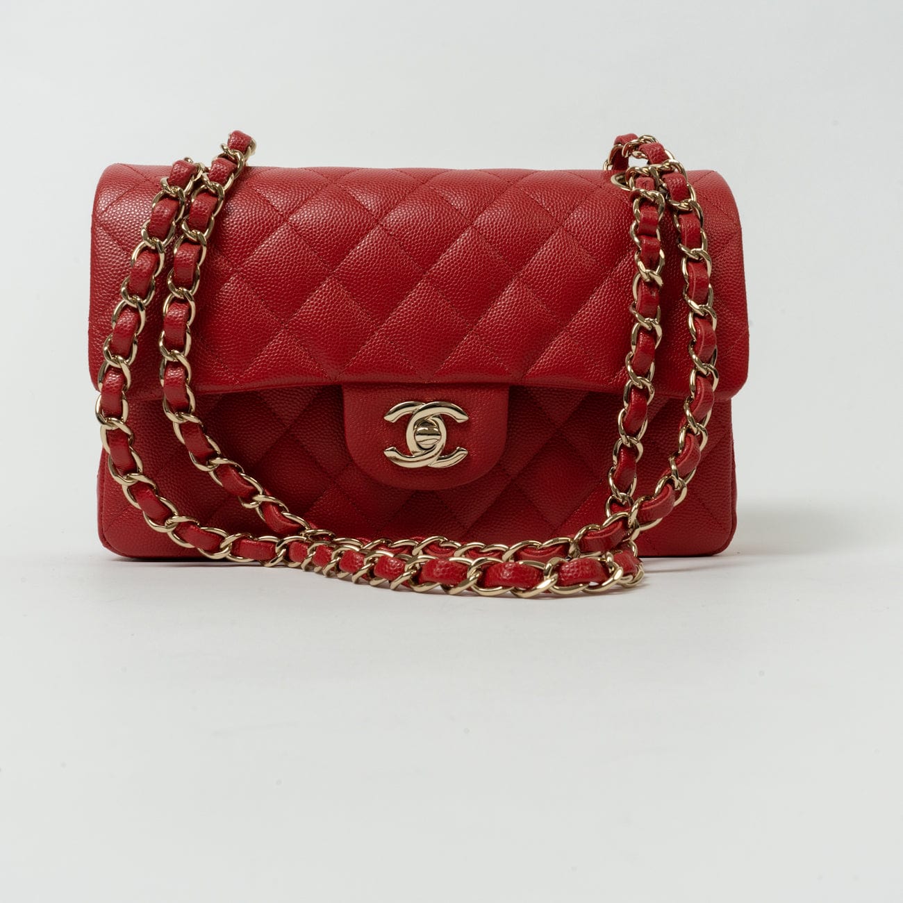 CHANEL Handbag 22P Red Caviar Quilted Classic Flap Small LGHW -Knockoff
