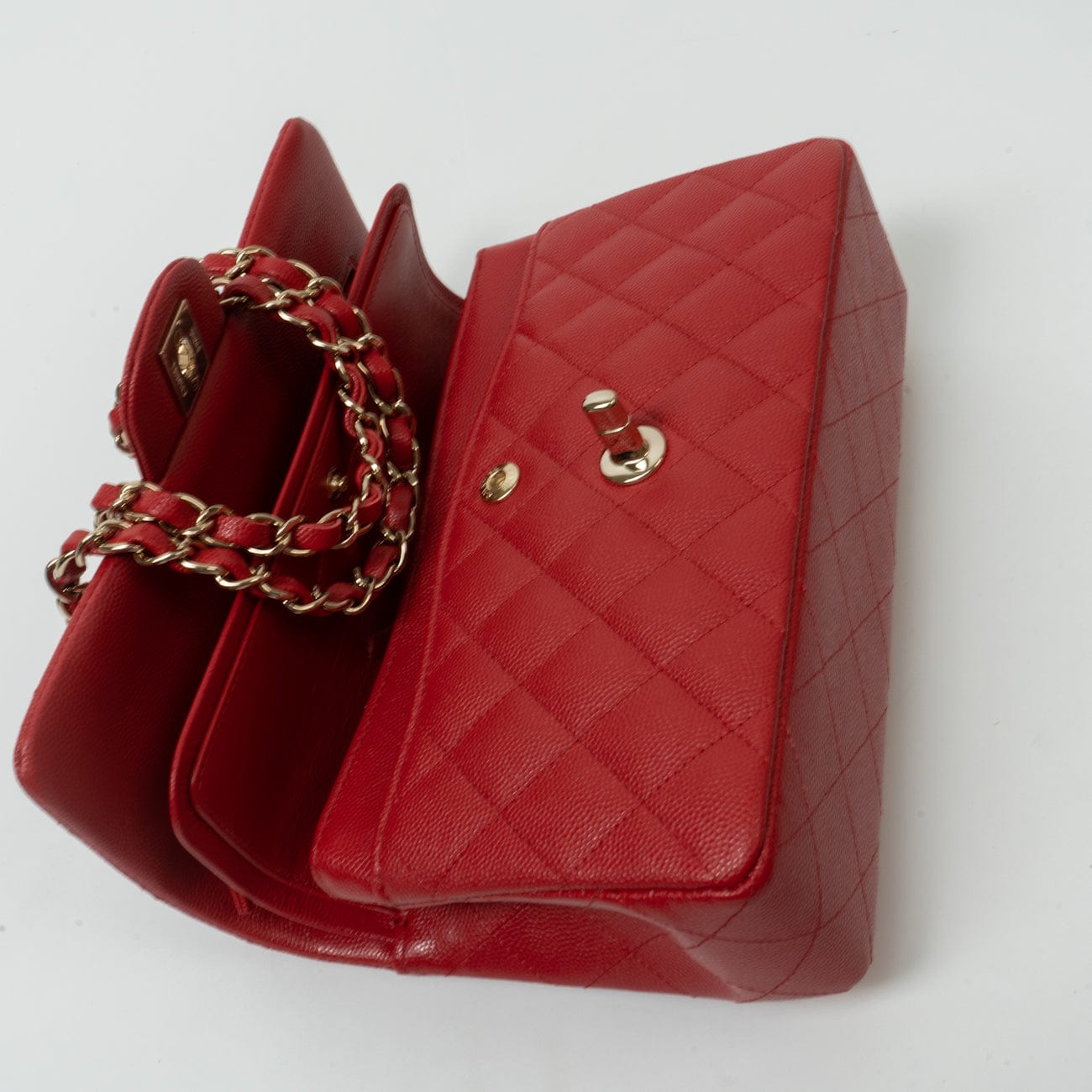 CHANEL Handbag 22P Red Caviar Quilted Classic Flap Small LGHW -Knockoff
