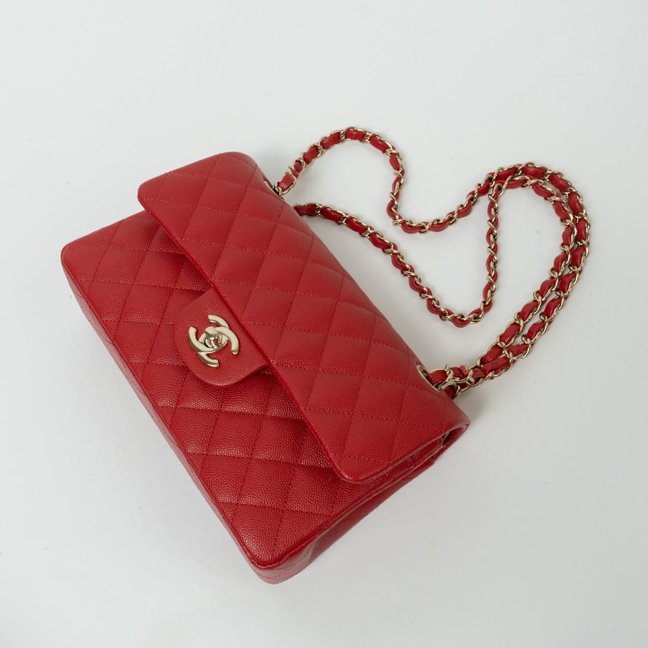 CHANEL Handbag 22P Red Caviar Quilted Classic Flap Small LGHW -Knockoff
