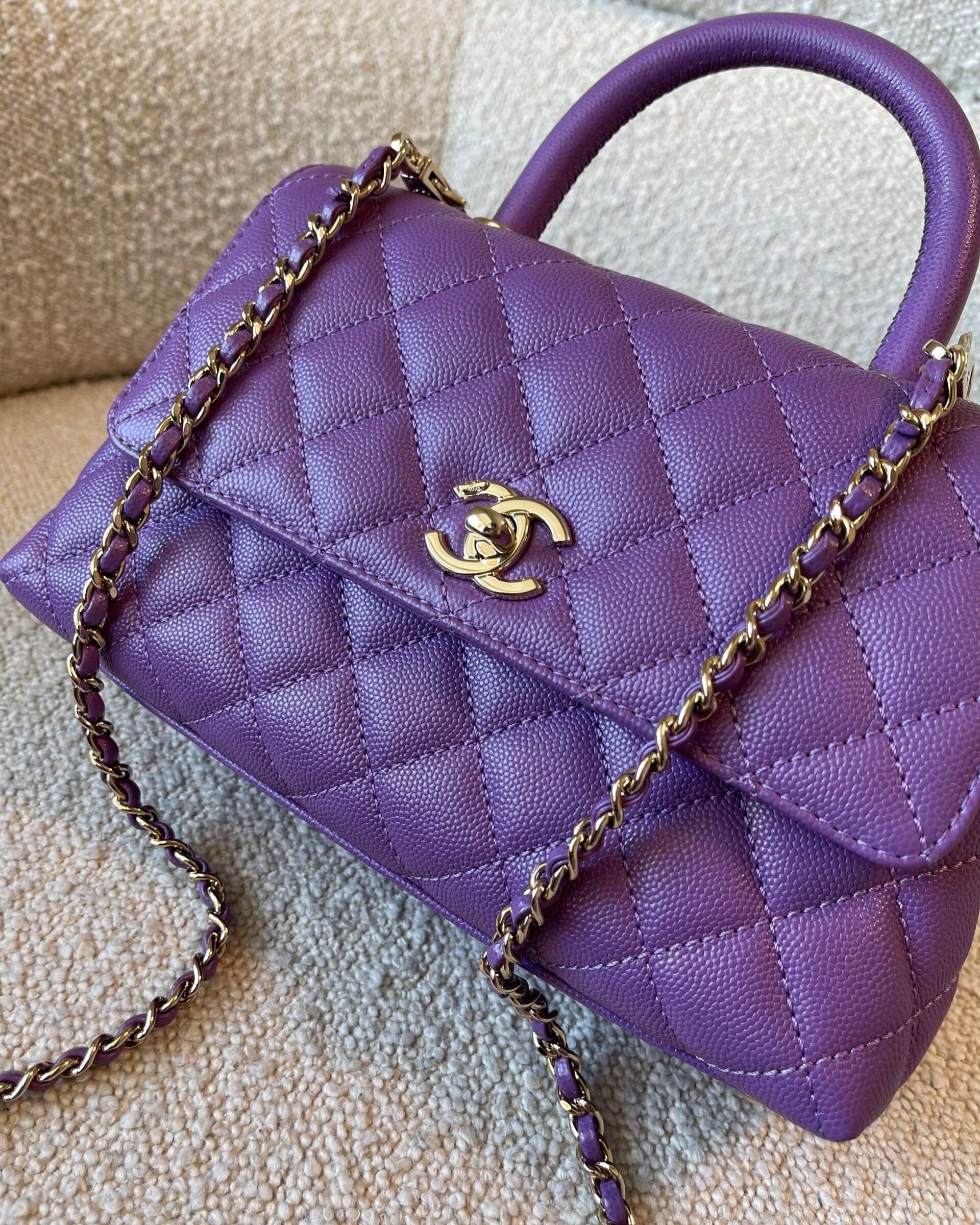 CHANEL Handbag 22P Violet Caviar Coco Handle Small LGHW -Knockoff
