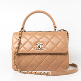 CHANEL Handbag 22S Beige / Light Caramel Lambskin Quilted Trendy CC Small Light Gold Hardware -Knockoff
