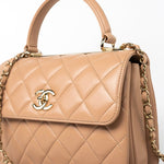 CHANEL Handbag 22S Beige / Light Caramel Lambskin Quilted Trendy CC Small Light Gold Hardware -Knockoff
