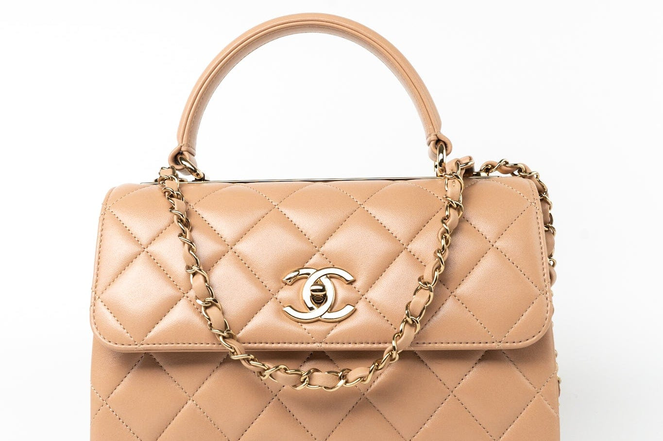 CHANEL Handbag 22S Beige / Light Caramel Lambskin Quilted Trendy CC Small Light Gold Hardware -Knockoff
