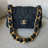 CHANEL Handbag 22S Black Denim CC Quilted Funky Town Flap -Knockoff
