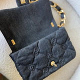 CHANEL Handbag 22S Black Denim CC Quilted Funky Town Flap -Knockoff
