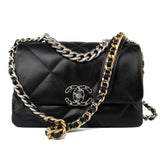 CHANEL Handbag 22S Black Lambskin Quilted 19 Flap Small Mixed Reverse Hardware -Knockoff
