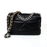 CHANEL Handbag 22S Black Lambskin Quilted 19 Flap Small Mixed Reverse Hardware -Knockoff
