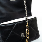 CHANEL Handbag 22S Black Lambskin Quilted 19 Flap Small Mixed Reverse Hardware -Knockoff
