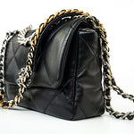 CHANEL Handbag 22S Black Lambskin Quilted 19 Flap Small Mixed Reverse Hardware -Knockoff
