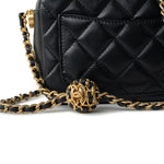 CHANEL Handbag 22S Black Lambskin Quilted Camera Case Aged Gold Hardware / Gold Interior -Knockoff
