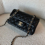 CHANEL Handbag 22S Black Lambskin Quilted Mini Rectangular Single Flap Light Gold Hardware -Knockoff
