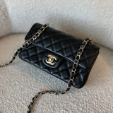 CHANEL Handbag 22S Black Lambskin Quilted Mini Rectangular Single Flap Light Gold Hardware -Knockoff
