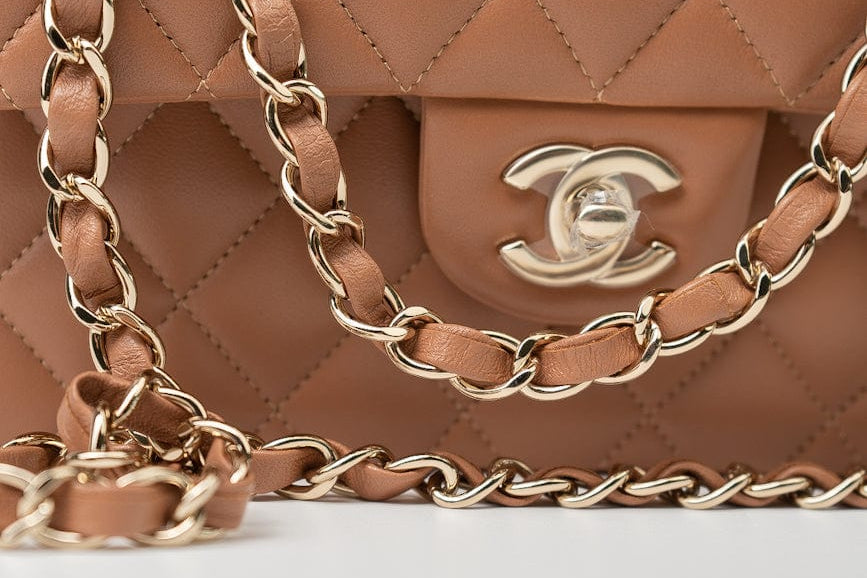 CHANEL Handbag 22S Caramel Lambskin Quilted Classic Flap Small LGHW -Knockoff
