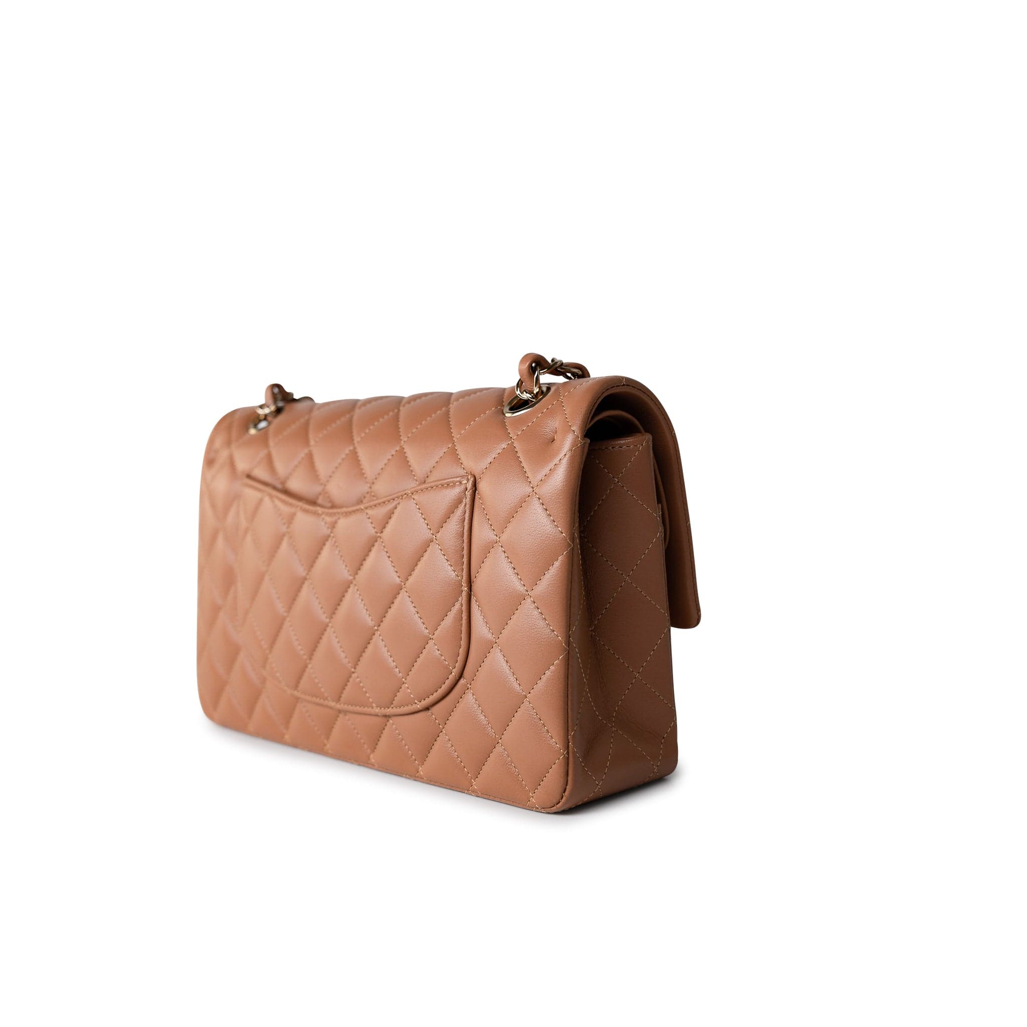 CHANEL Handbag 22S Caramel Lambskin Quilted Medium Classic Flap Light Gold Hardware -Knockoff
