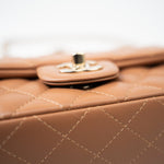 CHANEL Handbag 22S Caramel Lambskin Quilted Mini Rectangular Single Flap Light Gold Hardware -Knockoff
