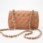 CHANEL Handbag 22S Caramel Lambskin Quilted Mini Rectangular Single Flap Light Gold Hardware -Knockoff
