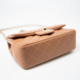 CHANEL Handbag 22S Caramel Lambskin Quilted Mini Rectangular Single Flap Light Gold Hardware -Knockoff
