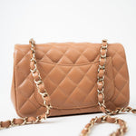 CHANEL Handbag 22S Caramel Lambskin Quilted Mini Rectangular Single Flap Light Gold Hardware -Knockoff
